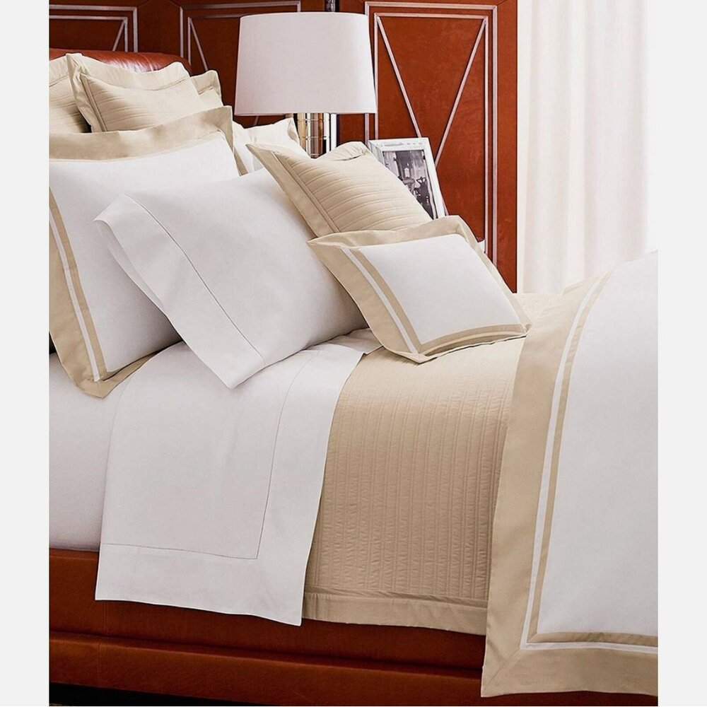 Ralph Lauren Reed Cape Tan Full/Queen Quilted Sateen Coverlet